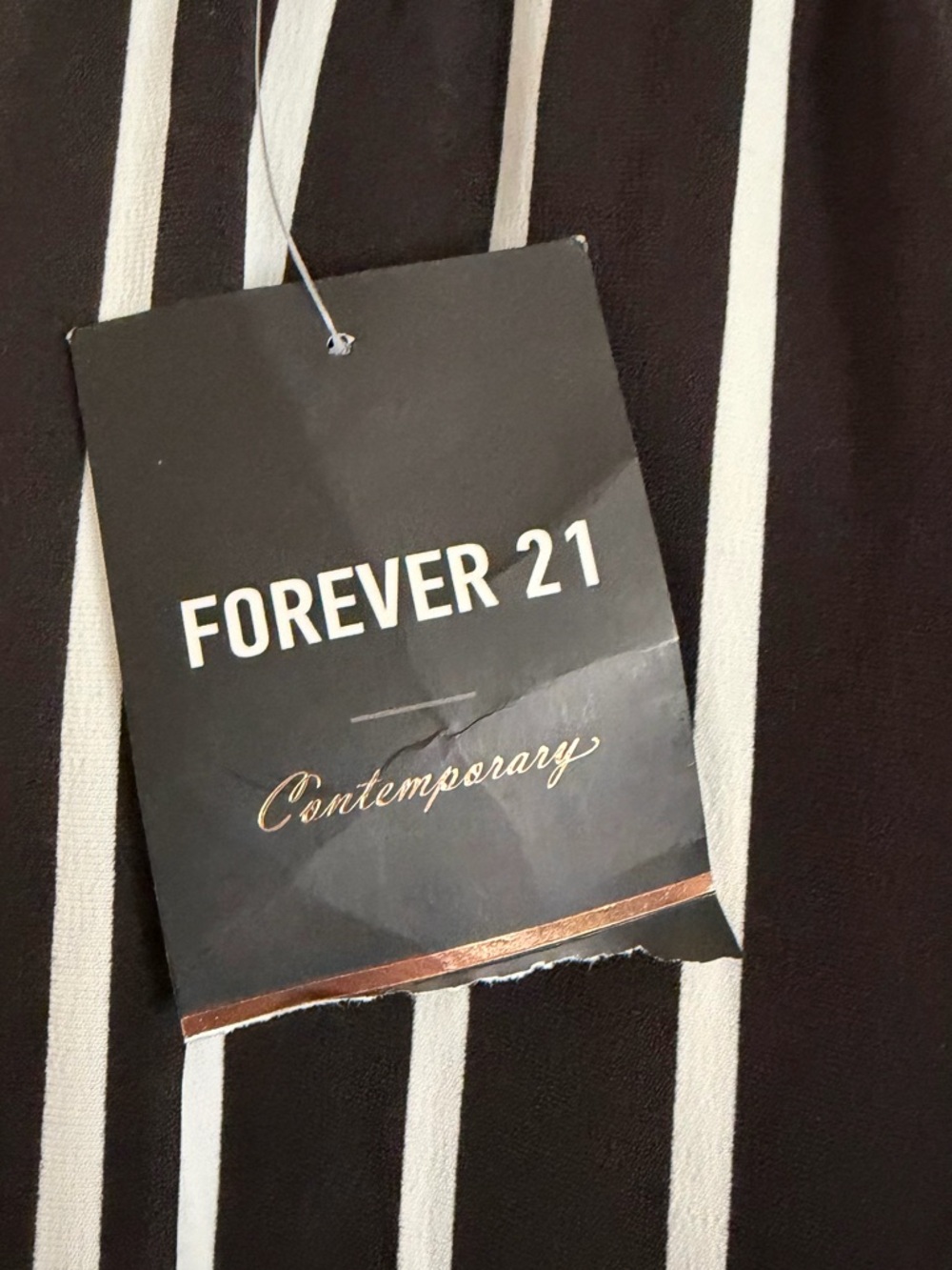 FINAL PRICE! Forever 21 Wide Leg Striped Pants High Waist Adjustable Small NWT - Picture 9 of 11